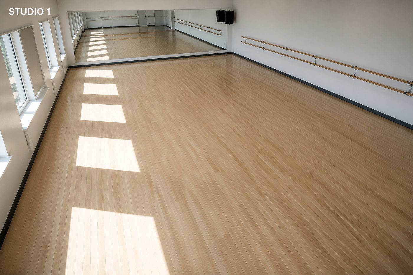 Empty Studio 1 from a high camera. No people.